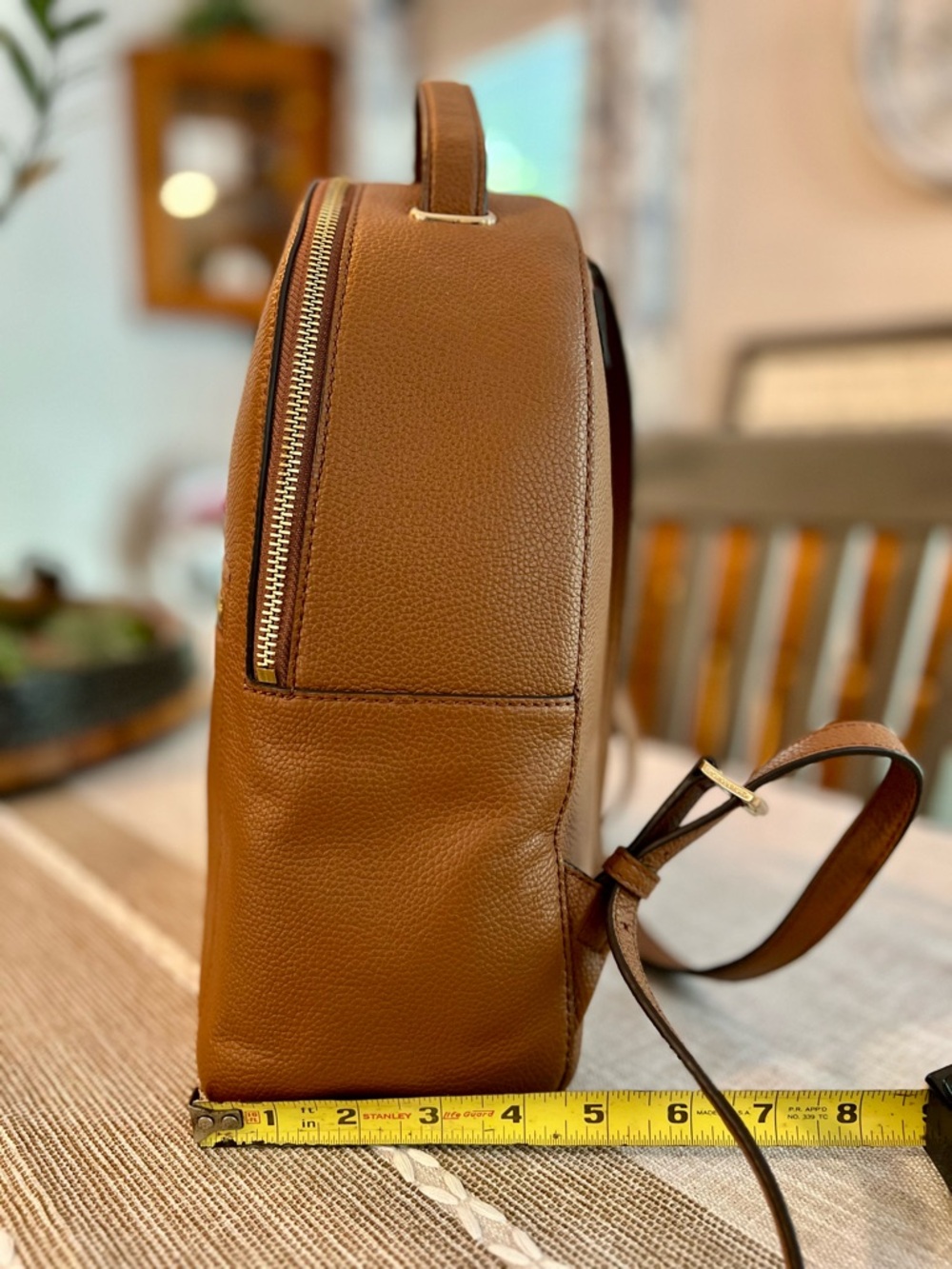Michael Kors Leather Brown Backpack Brown NWT Gold Hardware Small Travel Bag - Picture 8 of 9